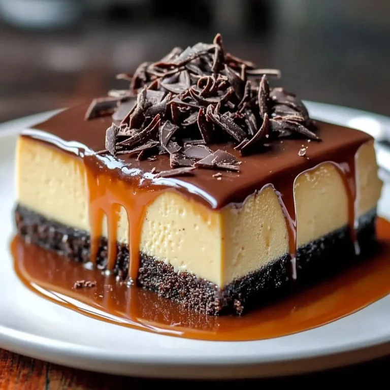 Decadent chocolate caramel dessert with rich layers of chocolate and caramel