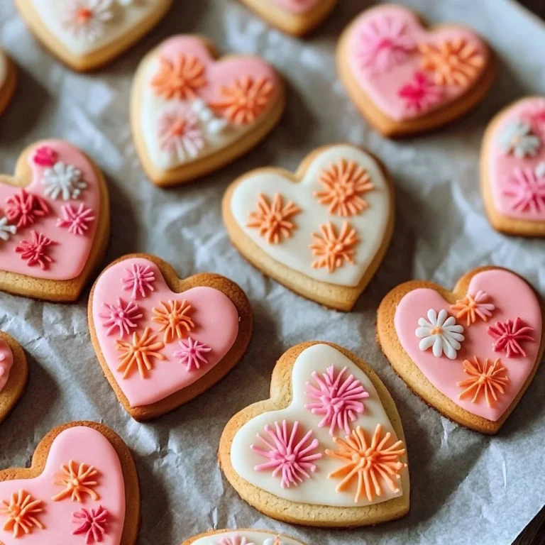 Decorated heart cookies with floral patterns, perfect for celebrations and gifting.